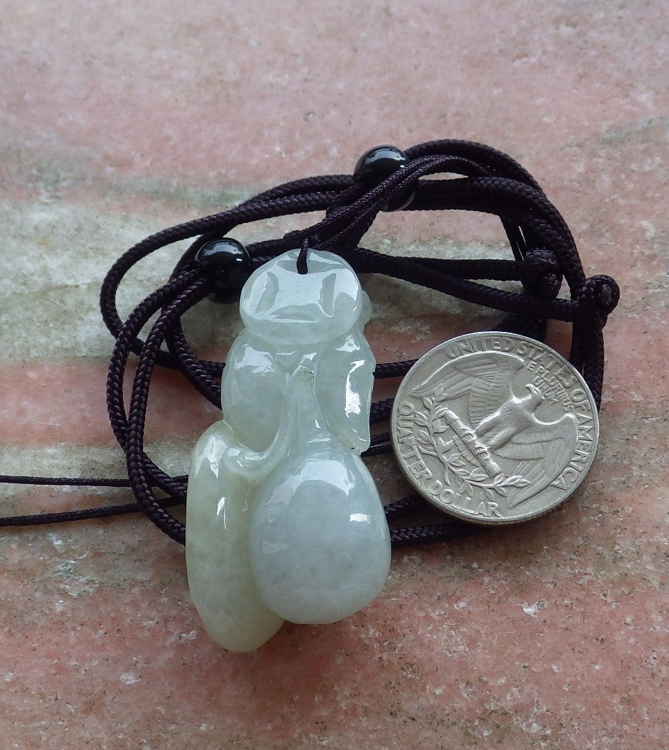 Certified Hand Carved Natural Myanmar Burma A Jade jadeite Owl Coin Pendant Necklace