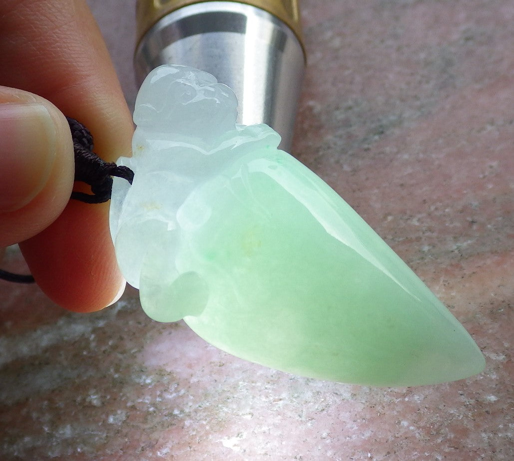 Certified Hand Carved Natural Myanmar Burma A Jade jadeite Monkey Peach Ruyi Pendant Necklace
