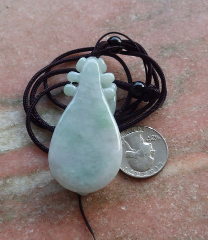 Certified Hand Carved Natural Lavender Burma A Jade jadeite Flower Lotus Guitar Pendant Necklace