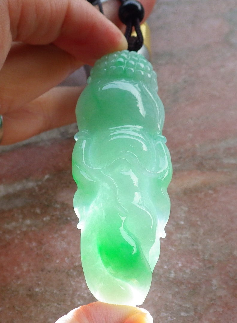 Certified Hand Carved Natural Myanmar Burma A Jade jadeite Ginseng Pendant Necklace