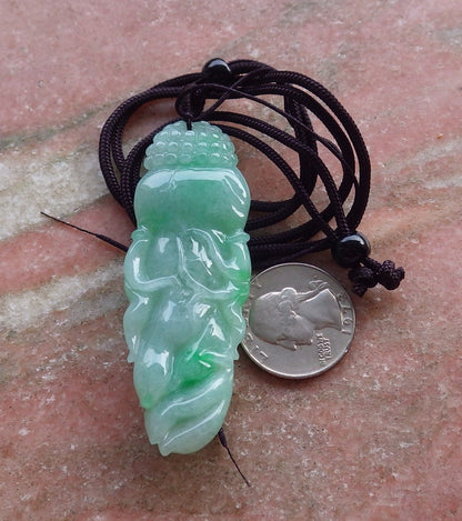 Certified Hand Carved Natural Myanmar Burma A Jade jadeite Ginseng Pendant Necklace