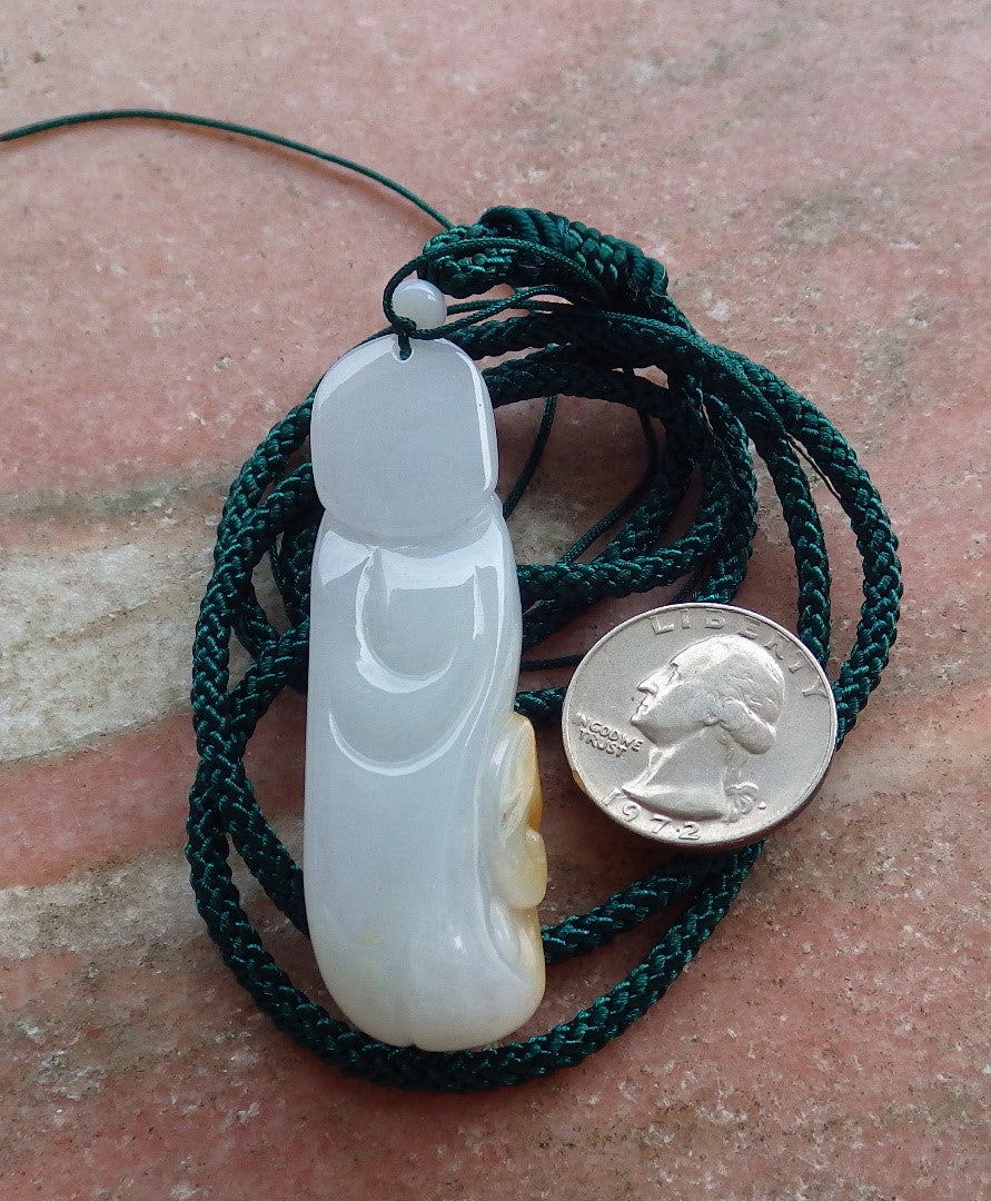 Certified Hand Carved Green Yellow Natural Myanmar Burma A Jade jadeite Buddha God Pendant Necklace