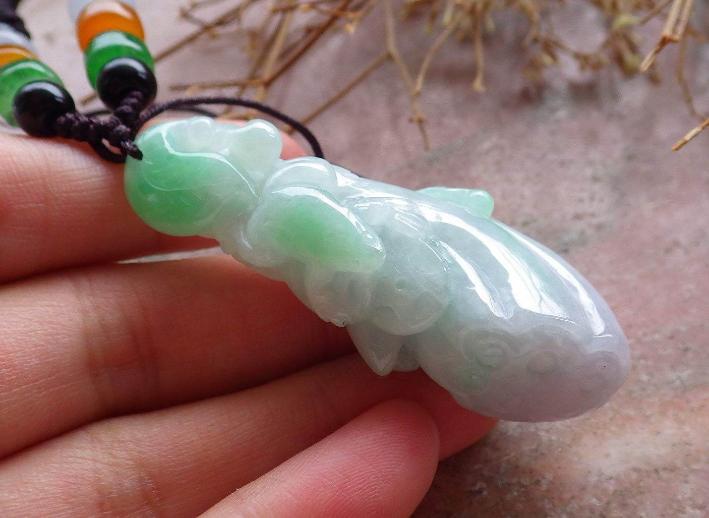 Certified Hand Carved Myanmar Burma Natural A Jade jadeite Frog Toad Lucky Amulet Pendant Necklace