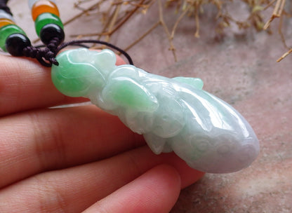 Certified Hand Carved Myanmar Burma Natural A Jade jadeite Frog Toad Lucky Amulet Pendant Necklace