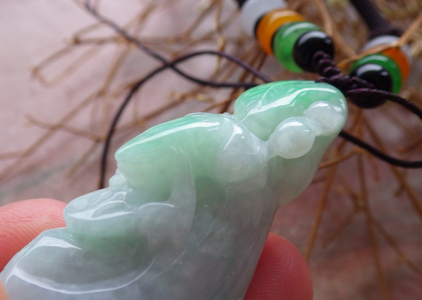 Certified Hand Carved Myanmar Burma Natural A Jade jadeite Frog Toad Lucky Amulet Pendant Necklace