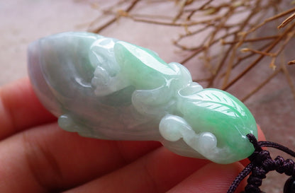 Certified Hand Carved Myanmar Burma Natural A Jade jadeite Frog Toad Lucky Amulet Pendant Necklace