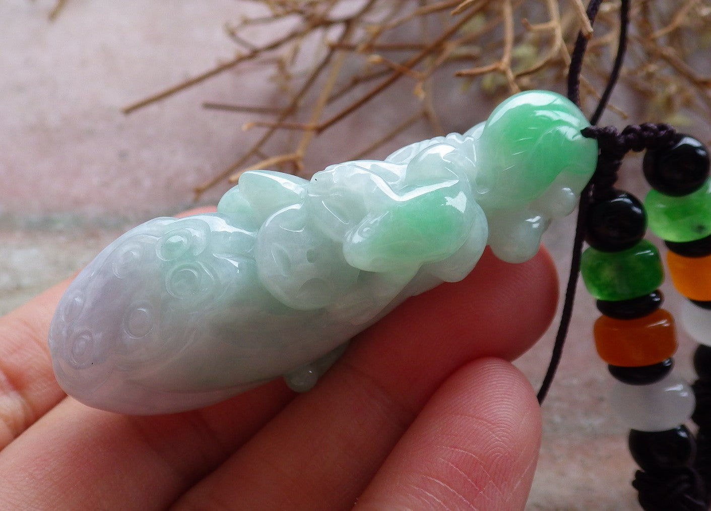 Certified Hand Carved Myanmar Burma Natural A Jade jadeite Frog Toad Lucky Amulet Pendant Necklace