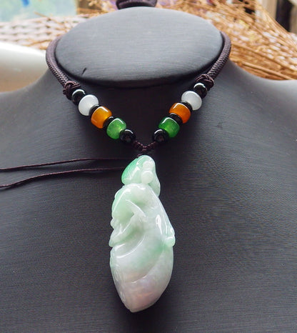 Certified Hand Carved Myanmar Burma Natural A Jade jadeite Frog Toad Lucky Amulet Pendant Necklace