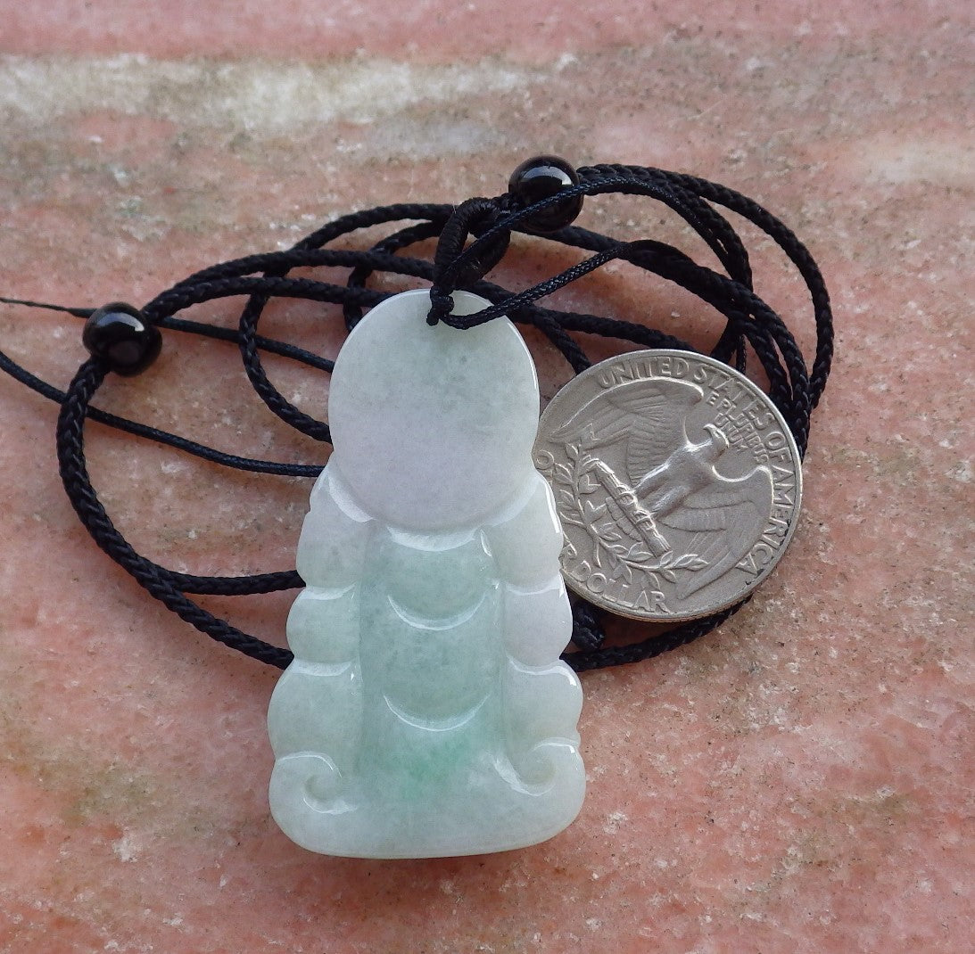 Certified Hand Carved Green Natural Myanmar Burma A Jade jadeite Guanyin Kwan Yin Pendant Necklace