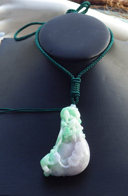 Certified Hand Carved Green 100% Natural Myanmar Burma A Jade Jadeite Frog Toad Ruyi Coin Pendant Necklace