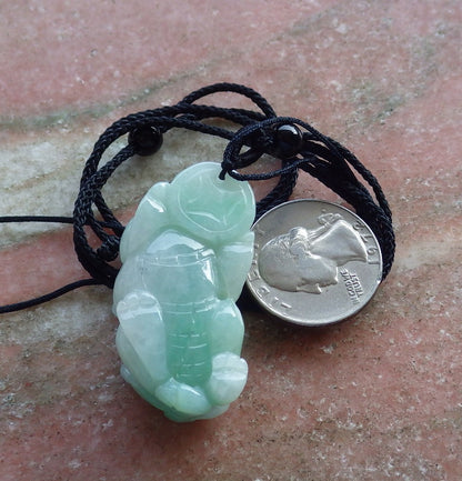 Certified Hand Carved Natural Green Myanmar Burma A Jade jadeite Dragon Pi Xiu Pendant Necklace