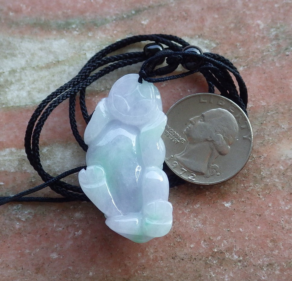 Certified Hand Carved Natural Green Lavender Myanmar Burma A Jade jadeite Dragon Pi Xiu Pendant Necklace