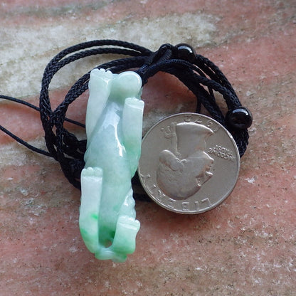 Certified Hand Carved Green Natural Myanmar Burma A Jade Jadeite Zodiac Tiger Pendant Necklace