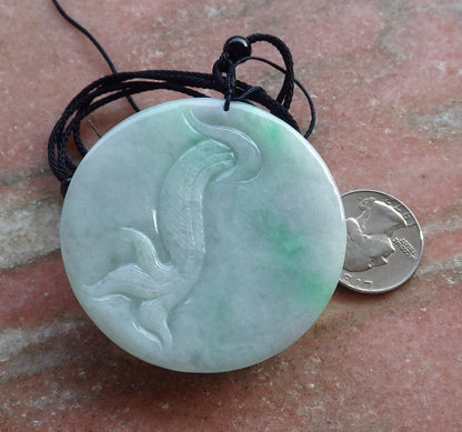 Certified Hand Carved Green Natural Myanmar Burma A Jade jadeite Circle Dragon Bead Beads Mouse Rat Pendant Necklace