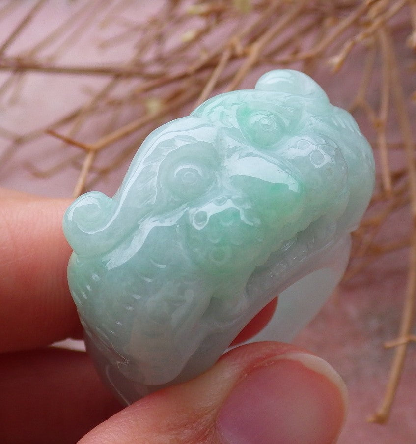 Certified Hand Carved Green Natural Myanmar Burma A JADE Jadeite Zodiac Tiger Ring US 9.75