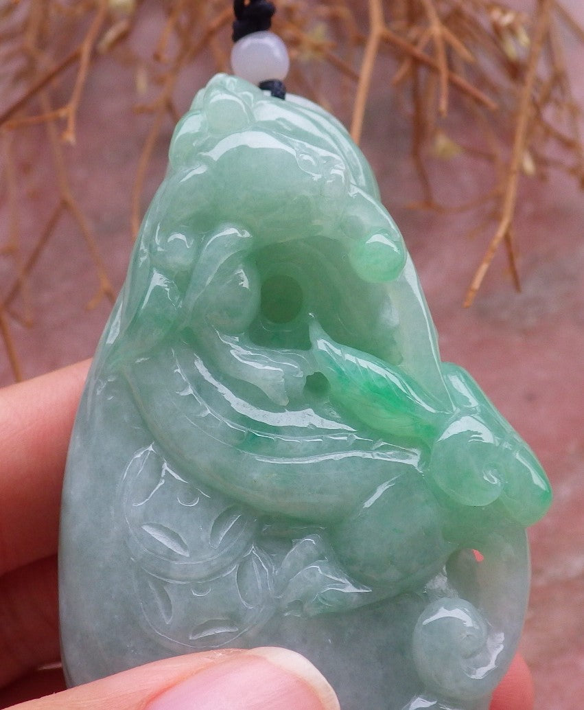 Certified Hand Carved Natural Green Myanmar Burma A Jade jadeite Dragon Pi Xiu Pendant Necklace