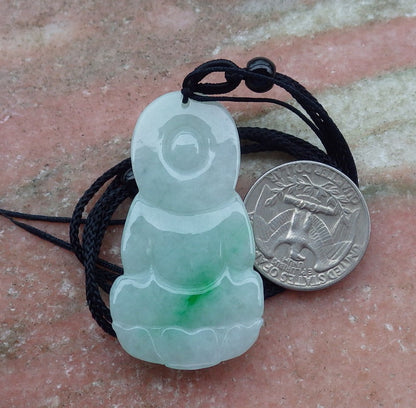 Certified Hand Carved Green Natural Myanmar Burma A Jade jadeite Guanyin Kwan Yin Pendant Necklace