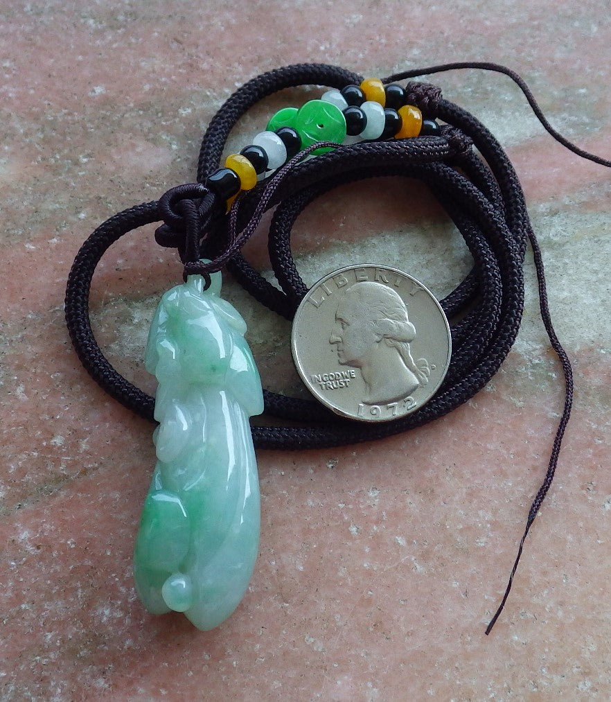 Certified Hand Carved Green Natural Myanmar Burma A Jade jadeite Frog Toad Lotus Flower Pendant Necklace