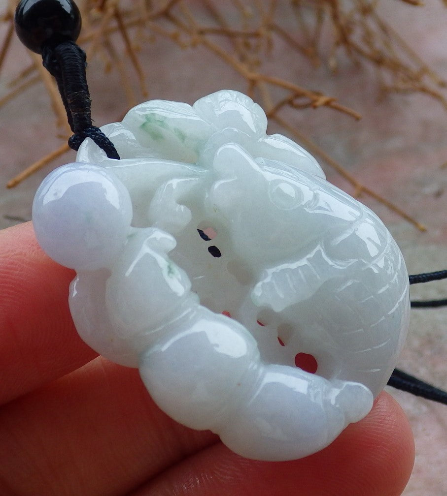 Certified Hand Carved Green Natural Burma Grade A Jade jadeite Fish Lotus Coin Bead Beads Pendant Necklace