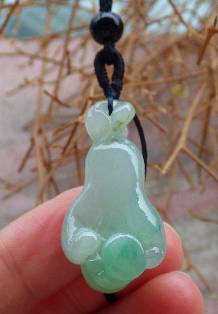 Certified Hand Carved Green Natural Myanmar Burma A Jade jadeite Buddha God Hand Pendant Necklace