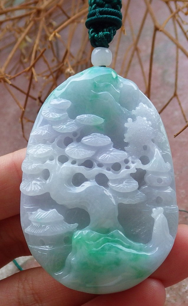 Certified Hand Carved Natural Green Myanmar Burma A Jade jadeite Pendant Necklace 14 Pcs