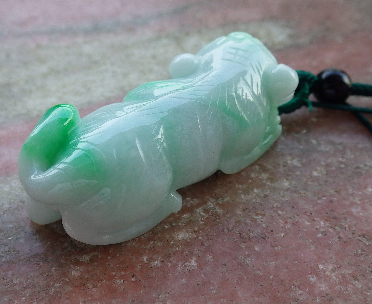 Certified Hand Carved Green Natural Myanmar Burma A Jade Jadeite Zodiac Tiger Lucky Amulet Pendant Necklace