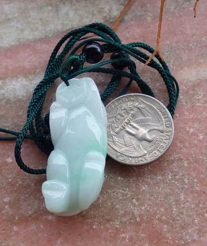 Certified Hand Carved Green Natural Myanmar Burma A Jade Jadeite Tiger Zodiac Pendant Necklace