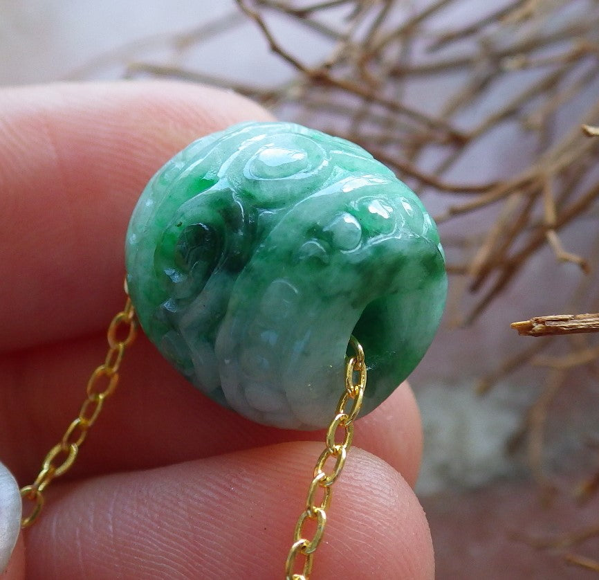 Certified Hand Carved Green Natural Burma A Jade Jadeite 3 pcs