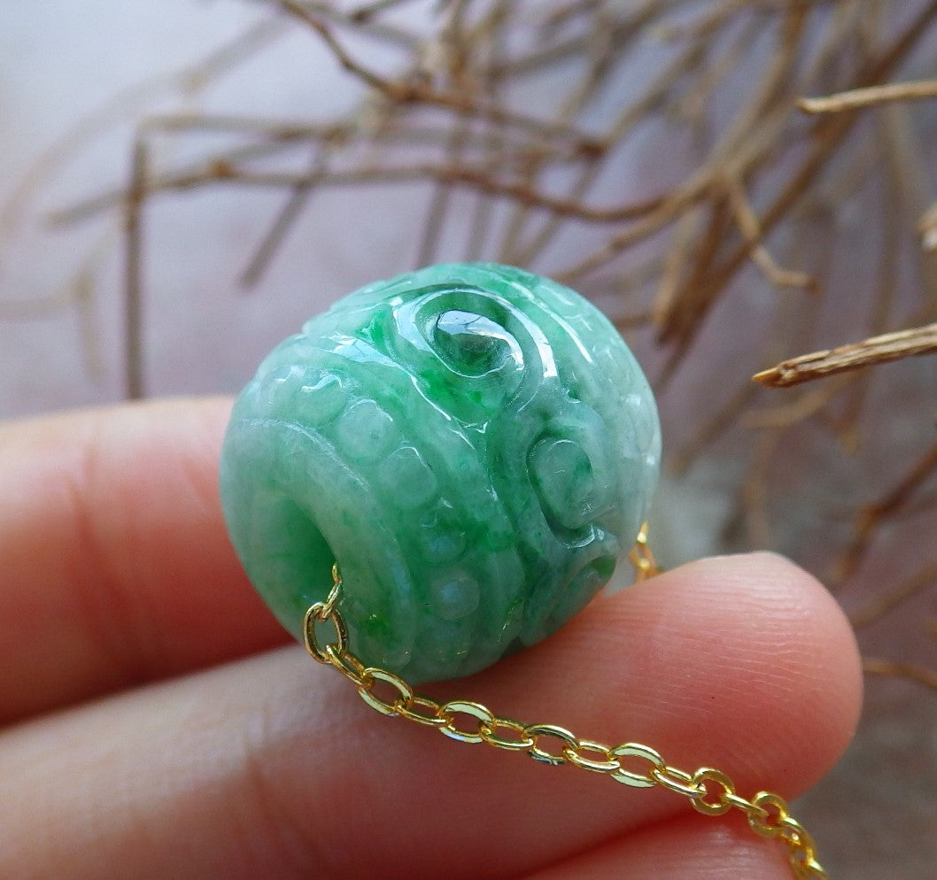 Certified Hand Carved Green Natural Burma A Jade Jadeite 3 pcs