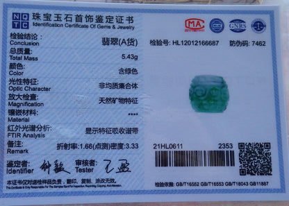 Certified Hand Carved Green Natural Burma A Jade Jadeite 3 pcs