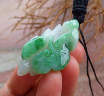 Certified Hand Carved Green Natural Burma Grade A Jade jadeite Fish Lotus Coin Flower Ruyi Pendant Necklace