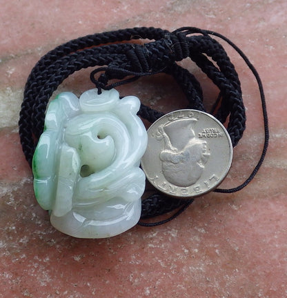 Certified Hand Carved Green Natural Burma Grade A Jade jadeite Fish Lotus Coin Flower Ruyi Pendant Necklace