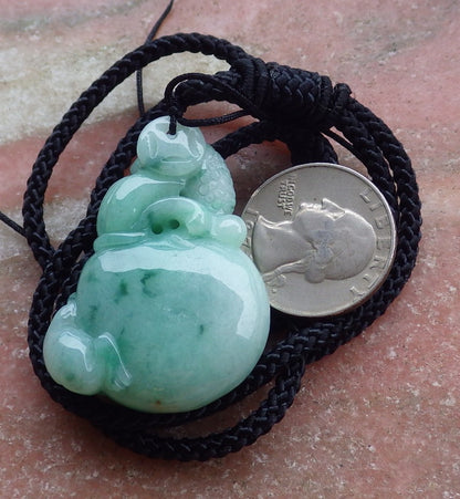 Certified Hand Carved Natural Green Myanmar Burma A Jade jadeite Frog Toad Bag Coin Pendant Necklace