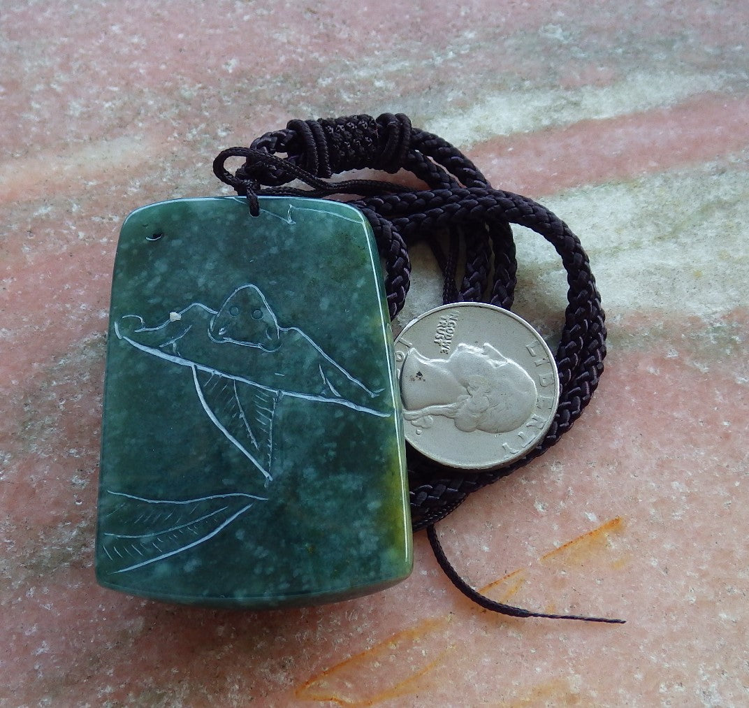 Certified Hand Carved Green Natural Myanmar Burma A Jade Landscape Painting Pendant Necklace