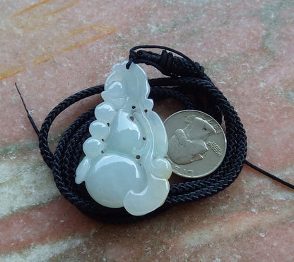 Certified Hand Carved Icy Green Natural Myanmar Burma Grade A Jade jadeite Dragon Pi Xiu Pendant Necklace