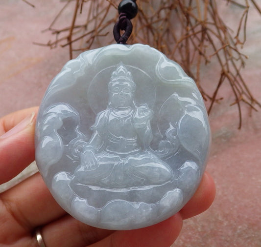 Certified Hand Carved Lavender Natural Myanmar Burma A Jade Jadeite Guanyin Kwan Yin Pendant Necklace