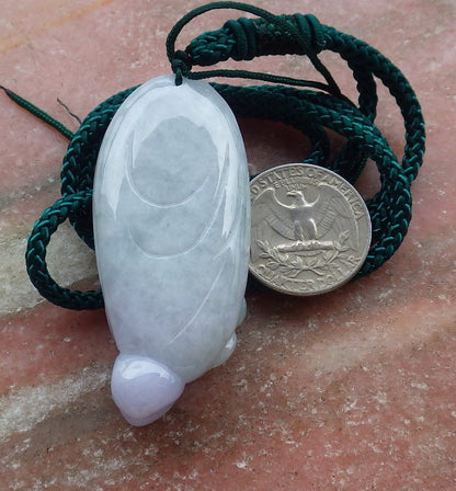 Certified Hand Carved Green Lavender Myanmar Burma Natural A Jade jadeite Happy Buddha Lucky Amulet Pendant Necklace