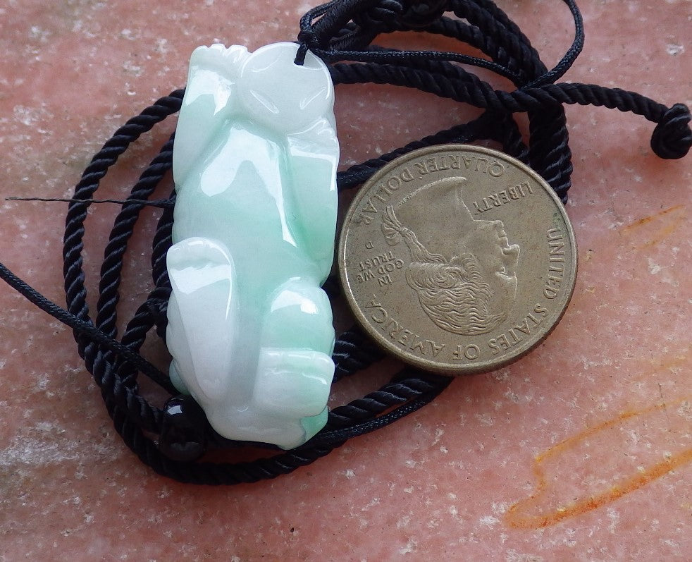 Certified Hand Carved Green Natural Myanmar Burma A Jade Jadeite Zodiac Tiger Lucky Amulet Pendant Necklace