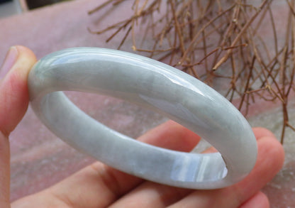 Certified Hand Carved Green Natural Myanmar Burma A JADE Circle Jadeite Bangle Bracelet 57mm