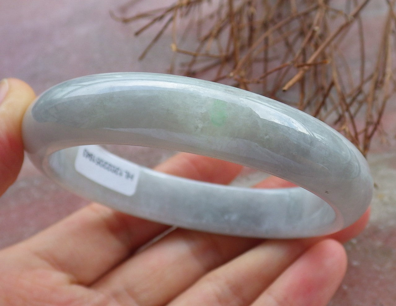 Certified Hand Carved Green Natural Myanmar Burma A JADE Circle Jadeite Bangle Bracelet 57mm