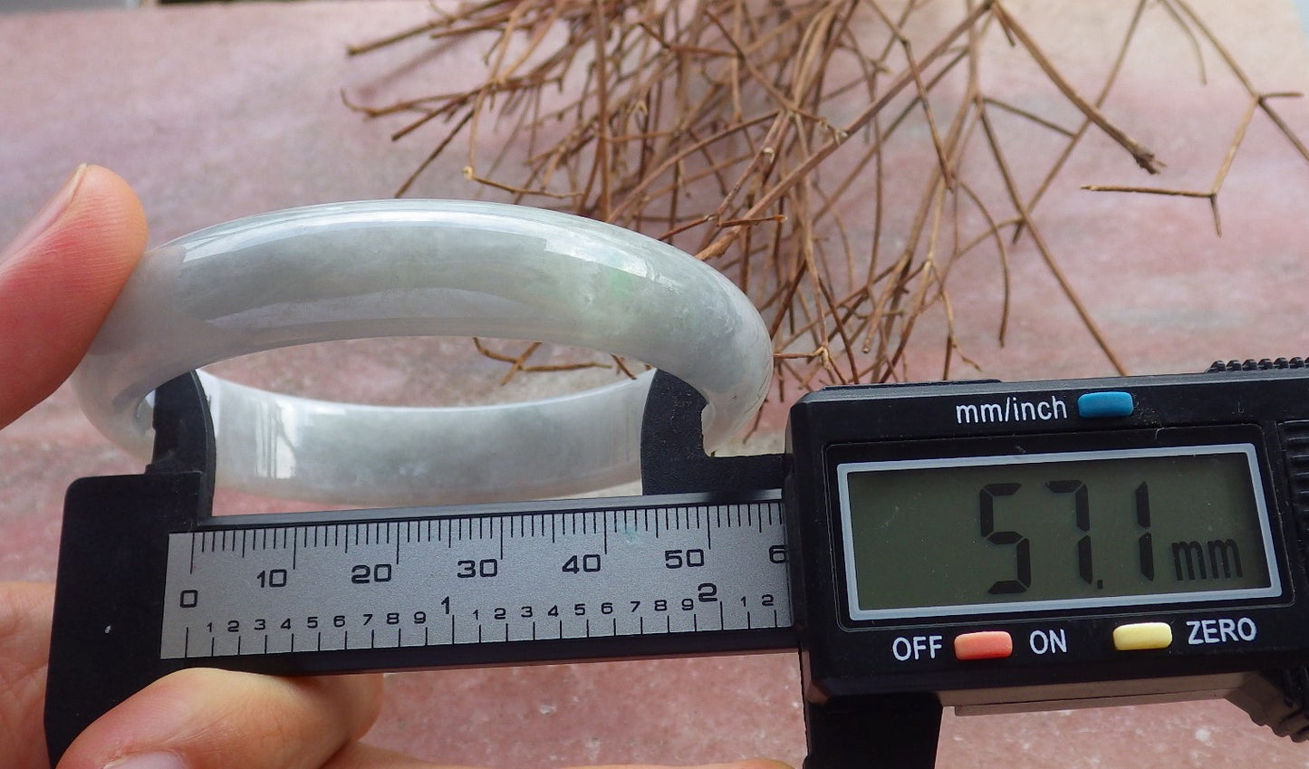 Certified Hand Carved Green Natural Myanmar Burma A JADE Circle Jadeite Bangle Bracelet 57mm