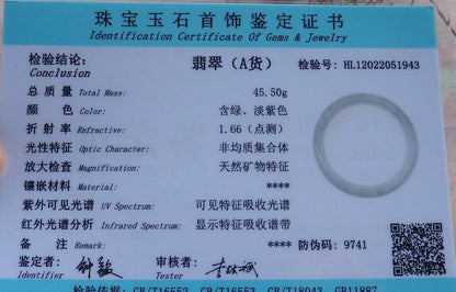 Certified Hand Carved Green Natural Myanmar Burma A JADE Circle Jadeite Bangle Bracelet 57mm