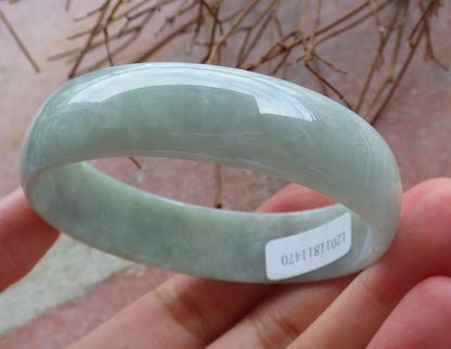 Certified Hand Carved Green Natural Myanmar Burma A JADE Circle Jadeite Bangle Bracelet 53mm