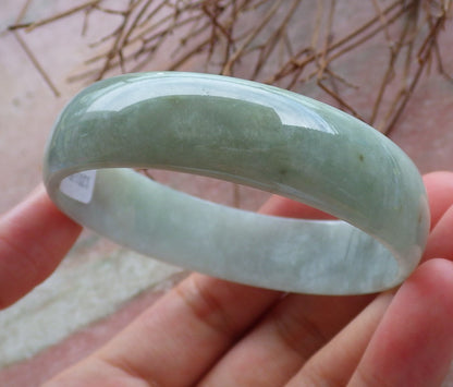 Certified Hand Carved Green Natural Myanmar Burma A JADE Circle Jadeite Bangle Bracelet 53mm