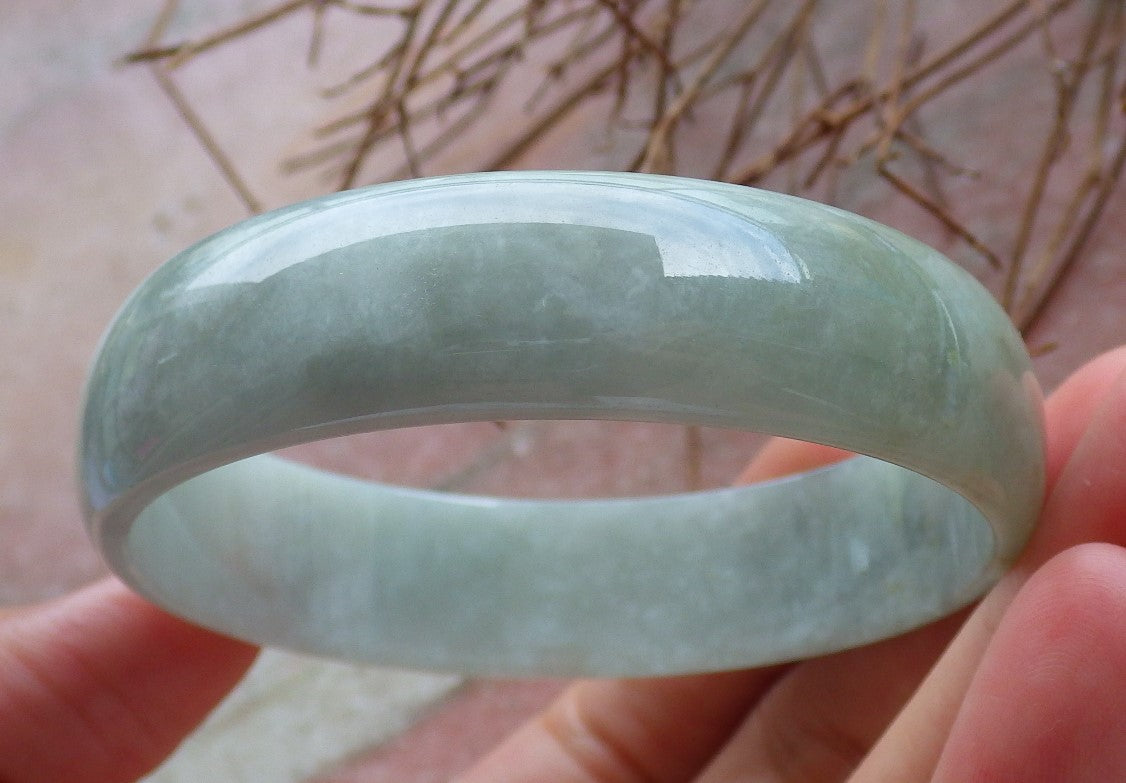 Certified Hand Carved Green Natural Myanmar Burma A JADE Circle Jadeite Bangle Bracelet 53mm