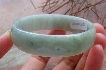 Certified Hand Carved Green Natural Myanmar Burma A JADE Circle Jadeite Bangle Bracelet 53mm