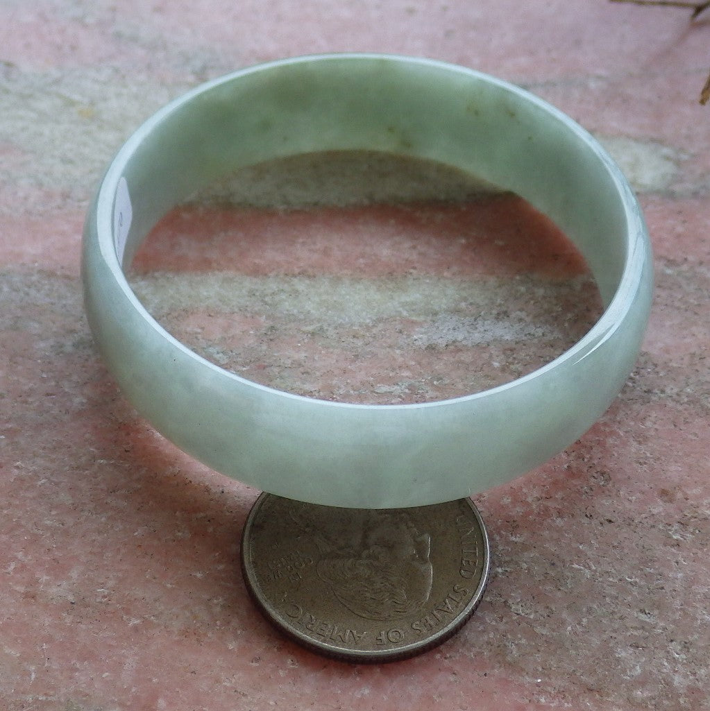 Certified Hand Carved Green Natural Myanmar Burma A JADE Circle Jadeite Bangle Bracelet 53mm