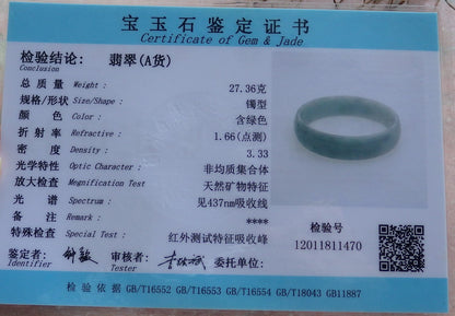 Certified Hand Carved Green Natural Myanmar Burma A JADE Circle Jadeite Bangle Bracelet 53mm
