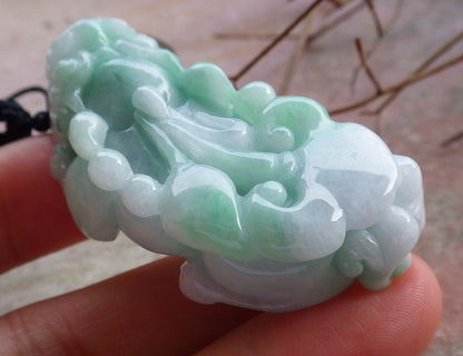 Certified Hand Carved Natural Lavender Green Myanmar Burma A Jade jadeite Dragon Pi Xiu Pendant Necklace