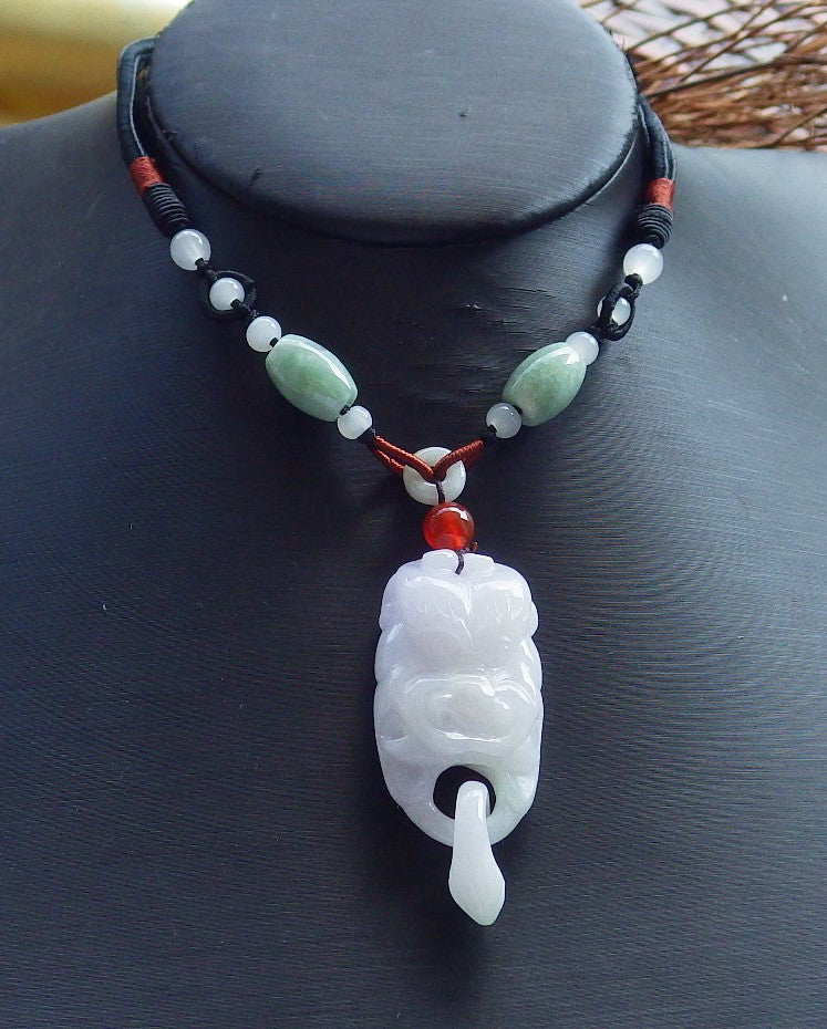 Certified Hand Carved Green Natural Burma A Jade jadeite Dragon Circle Ring Pendant Necklace